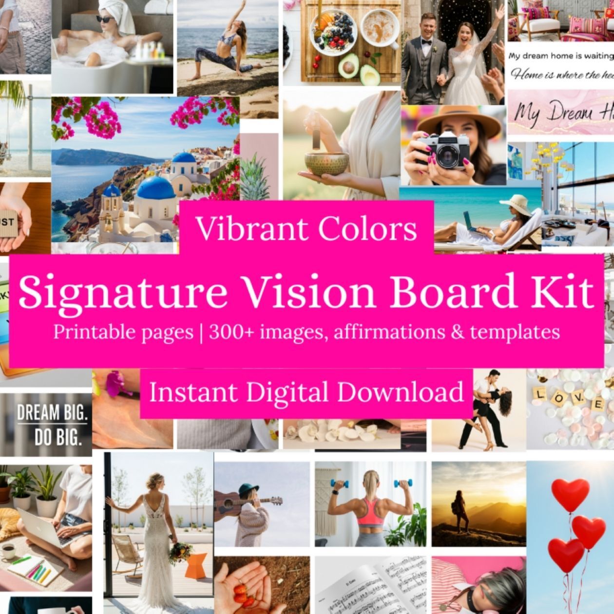 a vision board kit with 300 images, in vibrant colors