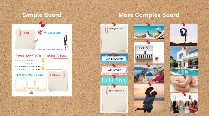 vision board examples with goals and affirmations